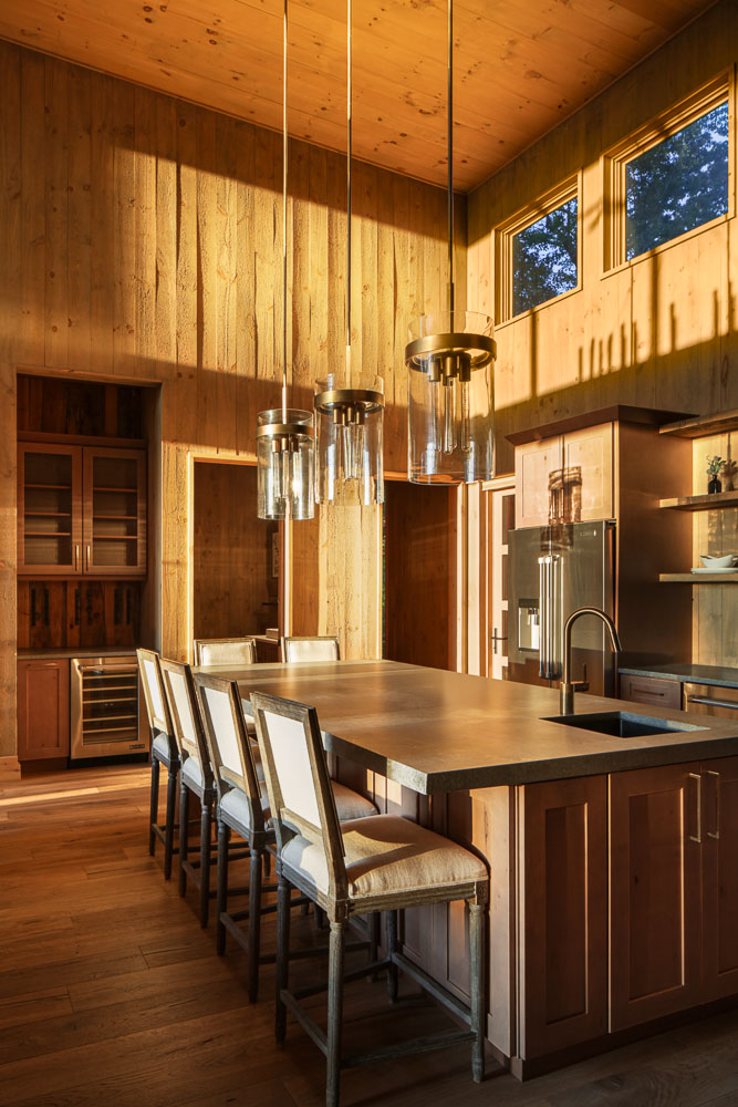 interior photography of luxury blue ridge cabin kitchen