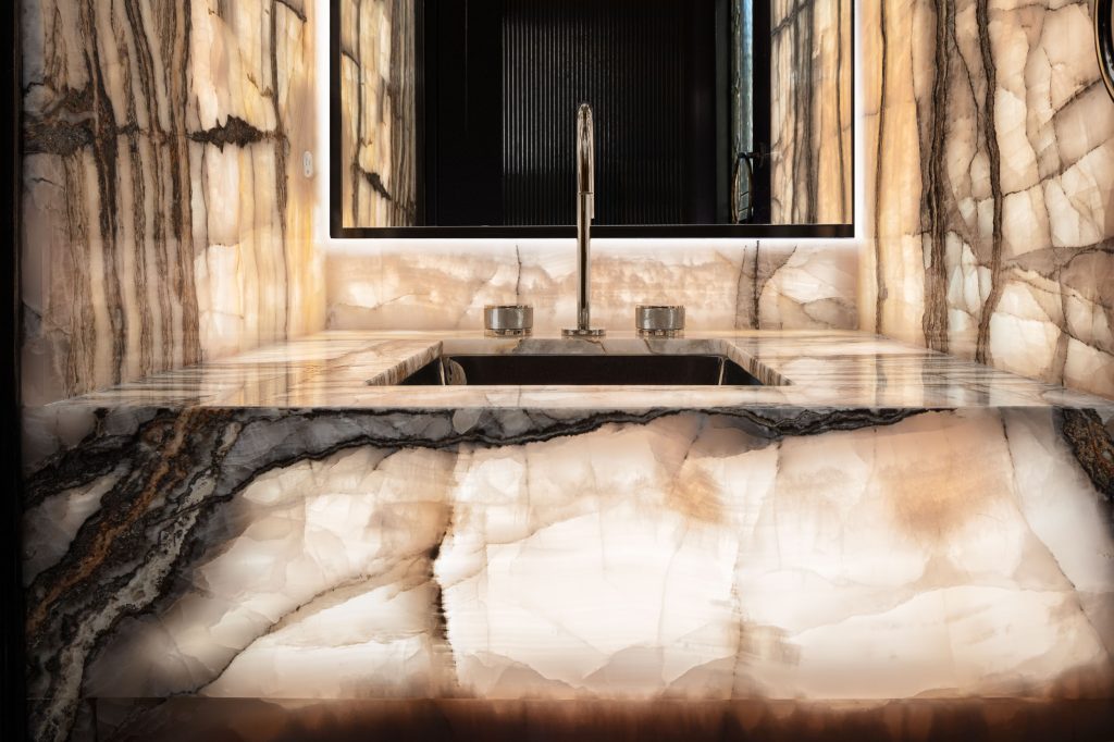 luxury interior design photography glowing quartzite